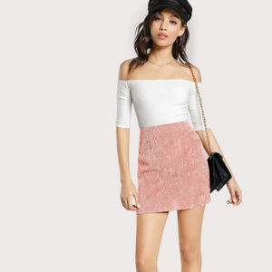 SHEIN Zip Back Cord Bodycon Skirt